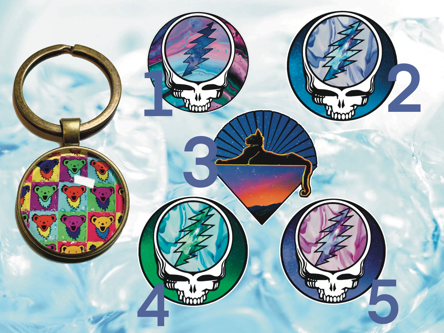 "Bear" Grateful Dead Keychain | FREE 3" Vinyl Sticker Included!!