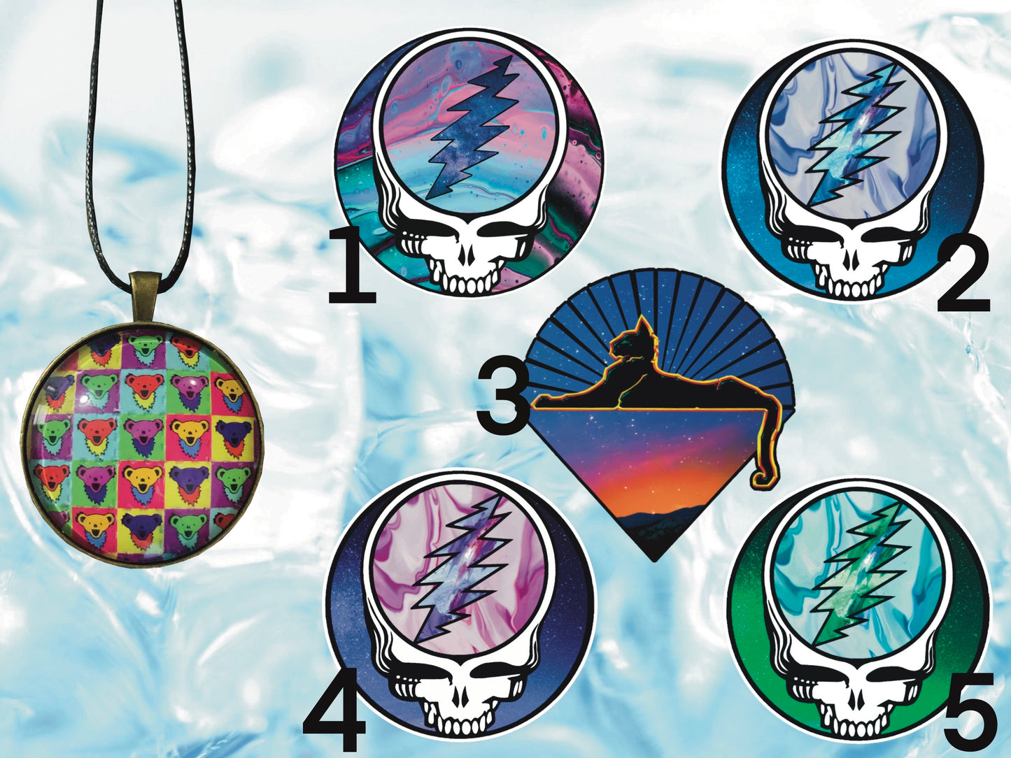 "Bear" Grateful Dead Necklace | FREE 3" Vinyl Sticker Included!!