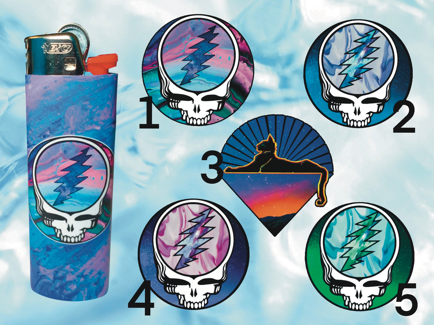 "Groovy" Grateful Dead Lighter | Free 3" Vinyl Sticker of Your Choice Included!